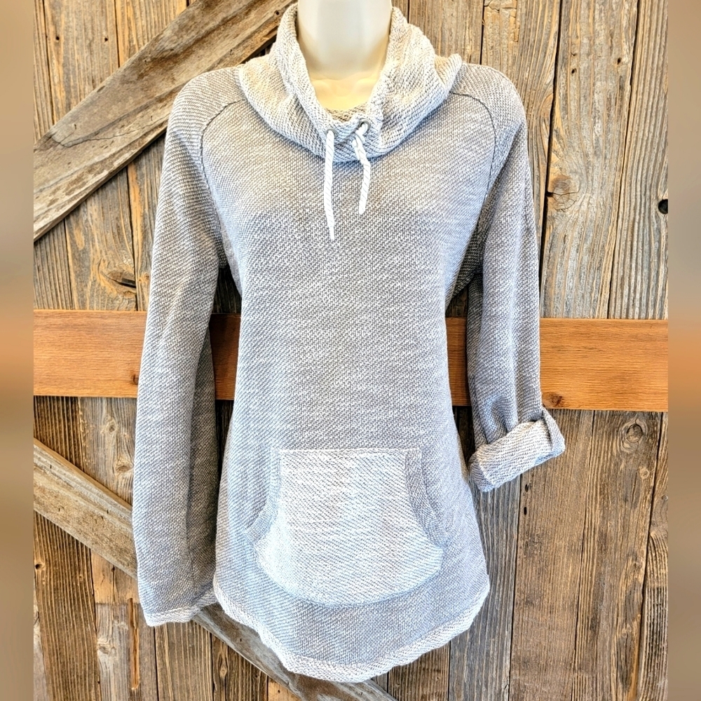 Calvin Klein Performance Sz M Gray Cowl Neck Pullover Sweater Roll tab sleeve ^